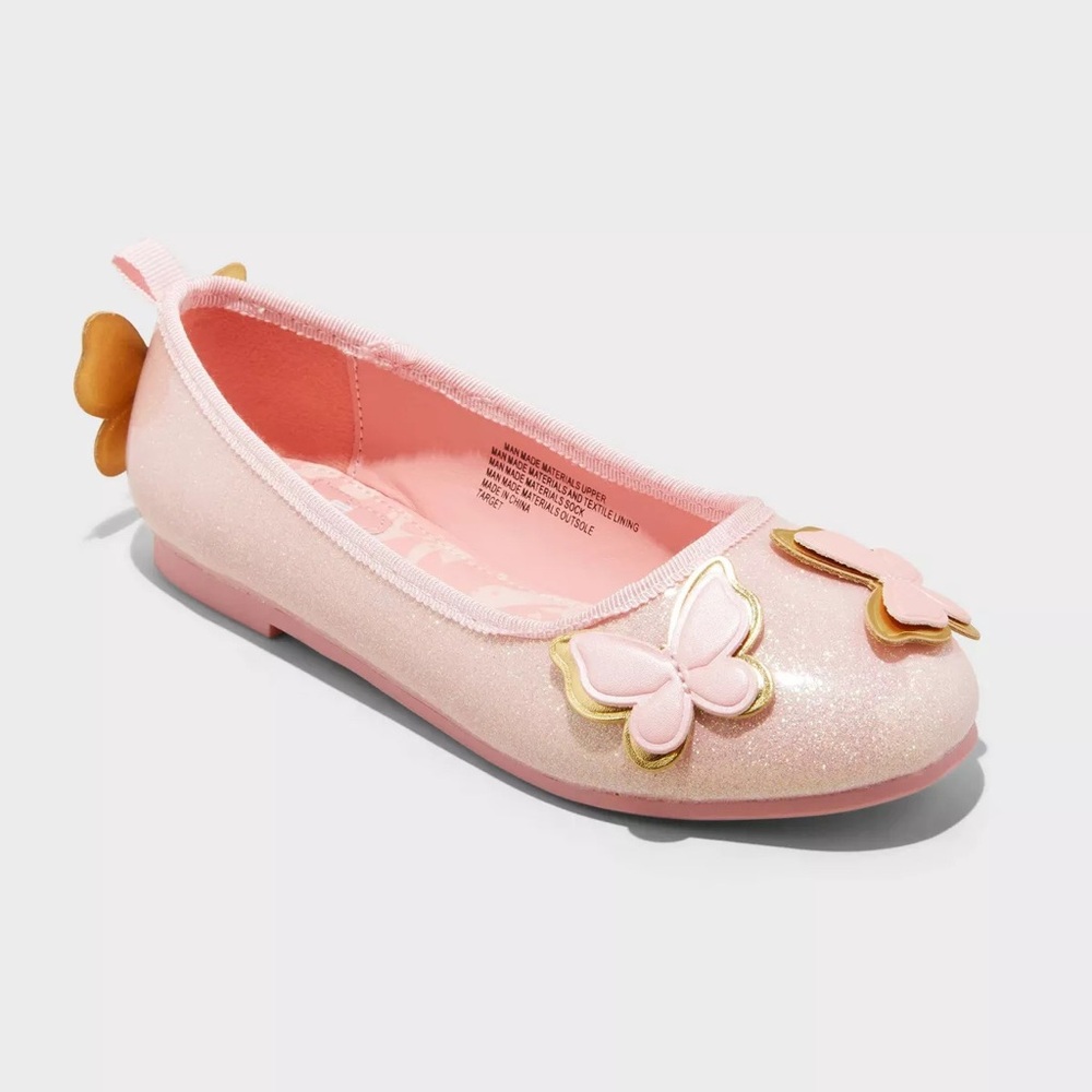 NWT Wicked Glinda Pink Butterfly Ballet Flats girls size 13